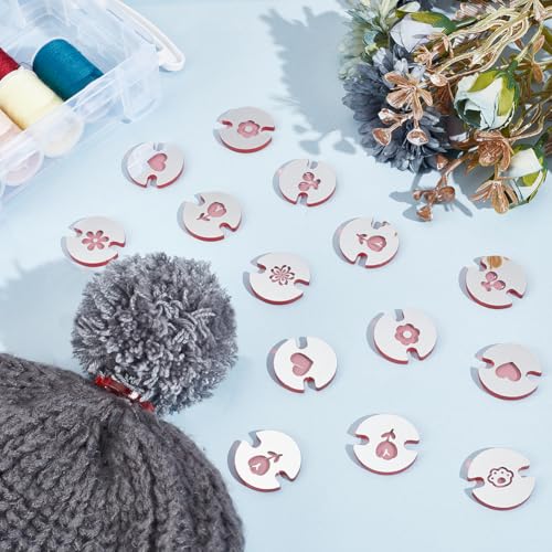 WADORN 48Pcs 8 Styles Acrylic Hat Pom Pom Removable Button, Flat Round Pom Pom Base Sheets for Fixing The Pom Pom in Place Hat Pom Pom Keepers Holders for Knit Beanies and Toques, Pink - color: Pink