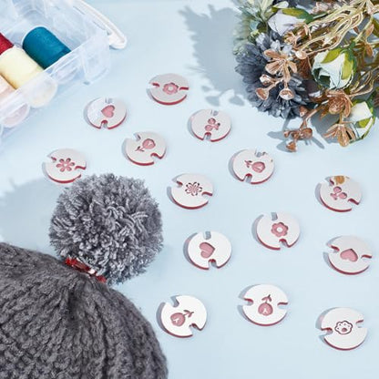 WADORN 48Pcs 8 Styles Acrylic Hat Pom Pom Removable Button, Flat Round Pom Pom Base Sheets for Fixing The Pom Pom in Place Hat Pom Pom Keepers Holders for Knit Beanies and Toques, Pink - color: Pink