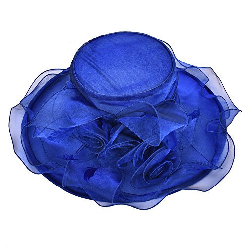 Lawliet Womens Flower Wedding Occasion Wide Brim Church Dress Sun Hat A341 - color: Royal Blue, size: One Size