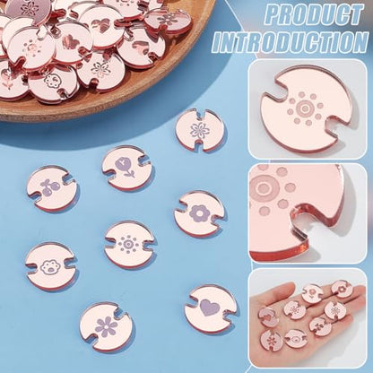 WADORN 48Pcs 8 Styles Acrylic Hat Pom Pom Removable Button, Flat Round Pom Pom Base Sheets for Fixing The Pom Pom in Place Hat Pom Pom Keepers Holders for Knit Beanies and Toques, Pink - color: Pink