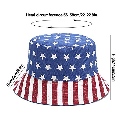 XYIYI Cute Bucket Hat Beach Fisherman Hats for Women, Reversible Double-Side-Wear - color: American Flag