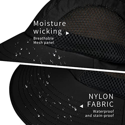 Sun Hat for Men Women with Neck Flap,UPF 50+ UV Protection Fishing Hat - color: 1pack-black