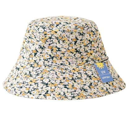 Lightweight Soft Women's Sun Hat, Floral Print UPF50+ UV Protection Bucket Hat, Foldable Portable, for Beach Vacation - color: Khaki