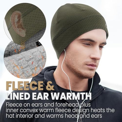 Skull Cap for Men Women Unidirectional Moisture Absorption & Sweat Wicking Quick-Dry Running Hat Beanie, Thermal Helmet Liner - color: Green