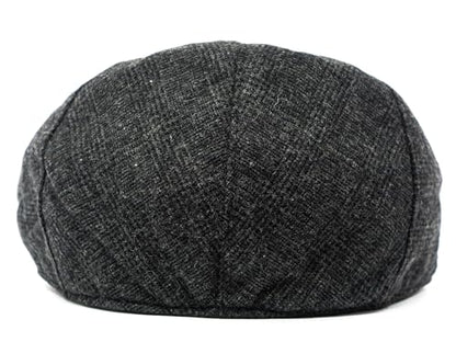 Men's Classic Patchwork Herringbone Checker Plaid Newsboy Ivy Hat Flat Cap - color: Black Plaid, size: Large-X-Large