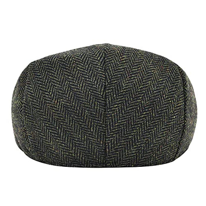 STARANCE Men Wool Blend Newsboy Cap Flat Hat - color: Herringbone Green, size: 7 1/4