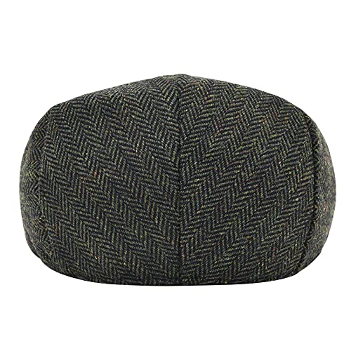 STARANCE Men Wool Blend Newsboy Cap Flat Hat - color: Herringbone Green, size: 7 3/4
