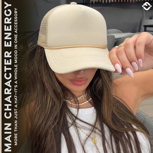 Funky Junque Blank Mesh Foam Lightweight Snapback Trucker Hat - color: Camel