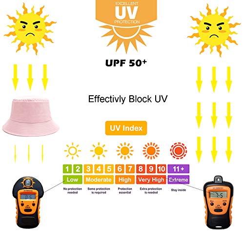 Bucket Hat for Women Men, Reversible Cotton Summer Sun Beach Cap Solid Color Style - color: A-pink