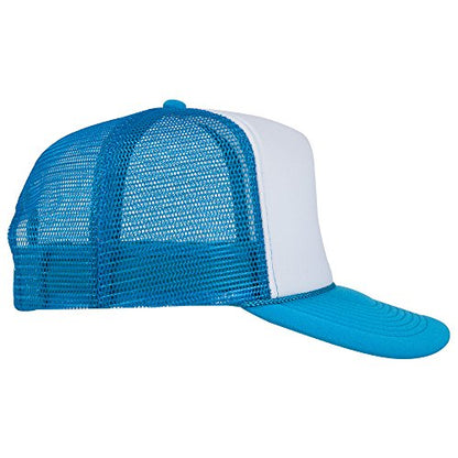 OTTO Neon Polyester Foam Front 5 Panel High Crown Mesh Back Trucker Hat - color: N.blu/Wht/N.blu