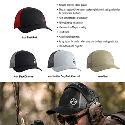 Magpul Trucker Hat Snap Back Baseball Cap, One Size Fits Most - color: Icon Black/Charcoal
