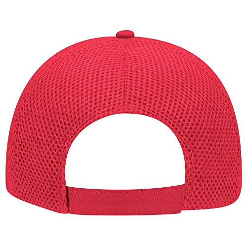 OTTO Cotton Twill w/Polyester 6 Panel Low Profile Air Mesh Baseball Cap - color: Red