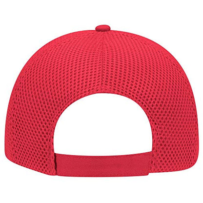 OTTO Cotton Twill w/Polyester 6 Panel Low Profile Air Mesh Baseball Cap - color: Red