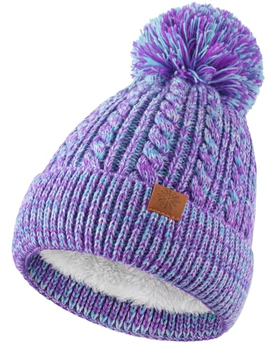 Toddle Winter Hat - Knit Toddle Beanie Kids Beanie Kids Winter Hat Girls - color: Blue and Purple