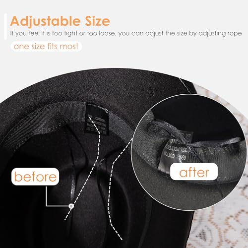 Western Cowboy Hat Felt Wide Brim Women Men Cowgirl Hats - color: Black