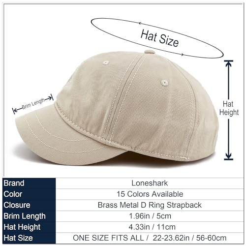 Loneshark Short Brim Baseball Cap for Running Small Bill Umpire Hat - color: Beige