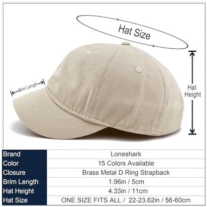 Loneshark Short Brim Baseball Cap for Running Small Bill Umpire Hat - color: Beige