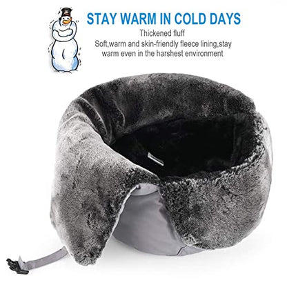 mysuntown Winter Hats for Women Men Trapper Ushanka Hat with Ear Flaps - color: Light Grey