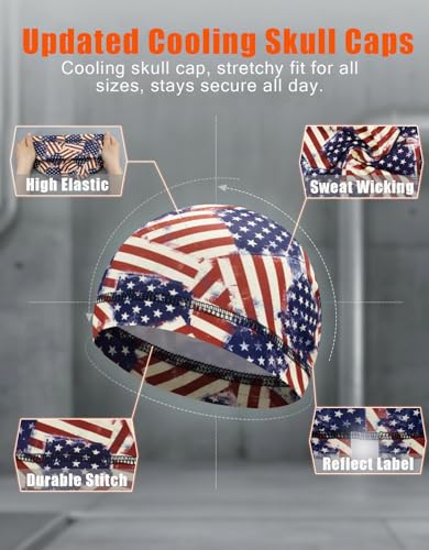 Sweat Wicking Skull Caps Cooling Helmet Liner Hat Running Beanie Cycling Skullcap Sleeping Cap for Men Women - color: Flag Designs