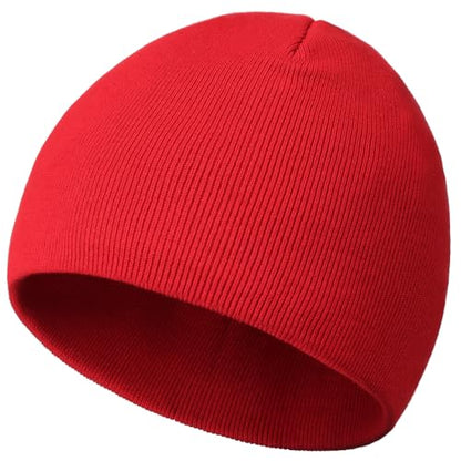 100% Cotton Beanie Hat Cuffless Beanies Warm Knit Winter Skull Cap - color: 1pcs-red