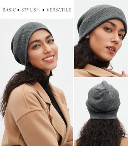 ROYBENS 100% Cotton Beanie Hat for Women Men Warm Winter Hats Knit Beanies - color: Dark Grey