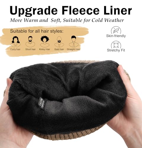 Wmcaps Fleece Lined Beanie Warm Winter Knit Hat for Men Women Cold Weather - color: Brown