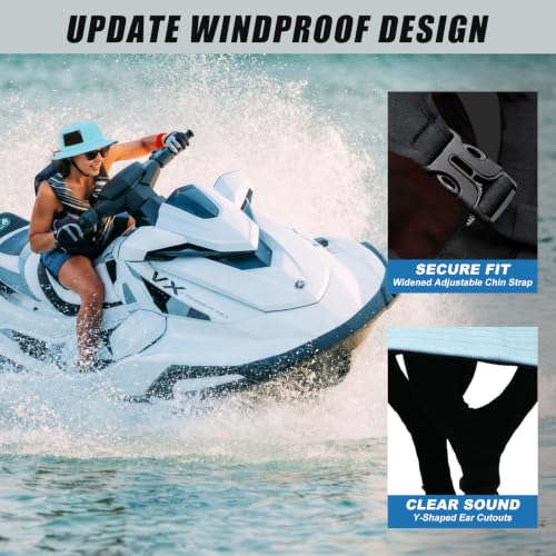 Surblue Surf Bucket Hat with Widened Chin Straps UPF 50+ Windproof Sun Hat Adjustable Packable Cap for Water Sports Surfing - color: Skyblue