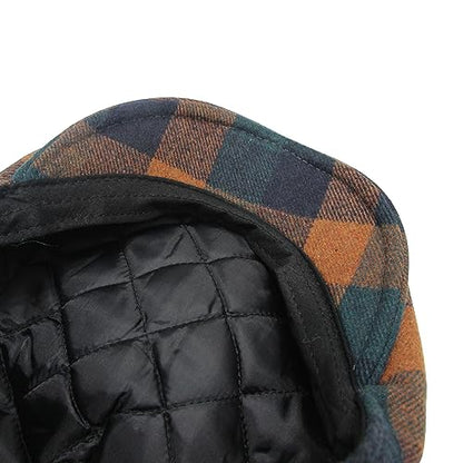 Men's Newsboy Caps Wool Blend Tweed Flat Caps Newsboy Hat for Men Unisex Big Plaid Cabbie Ivy Cap Gatsby Hat - color: Orange