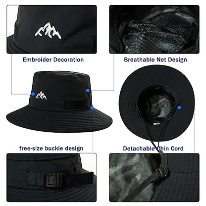 TOP-EX Men's Waterproof Bucket Sun Hat, UPF 50+ Wide Brim, S/M-XXL - color: 94573_black, size: Small-Medium