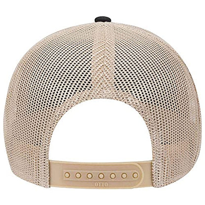 Ashen Fane 6 Panel Low Profile Contrast Vertical Mesh Back Snapback Hat - color: Blk/Blk/Kha