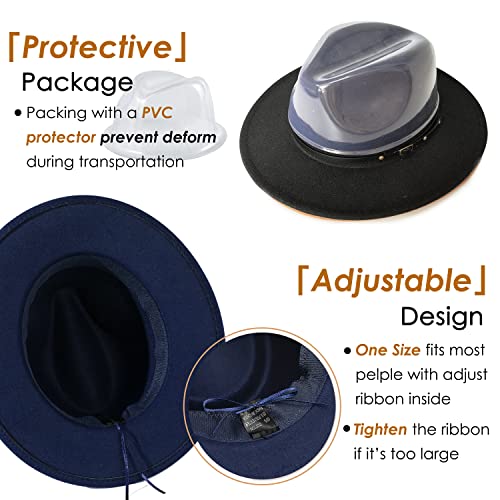 Lisianthus Women Belt Buckle Fedora Hat - color: Navy-blue
