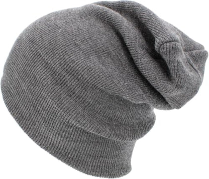 KBETHOS Made in USA Classic Men's Women's Cuffed Folded Acrylic Knit Beanie Hat Solid Unisex Cold - color: Dark Gray Solid Long Beanie