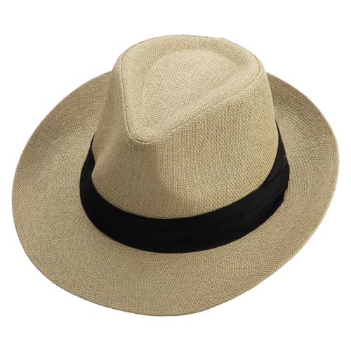 Jeanne Simmons Men's Large Brim Fedora Hat - color: Tan, size: X-Large
