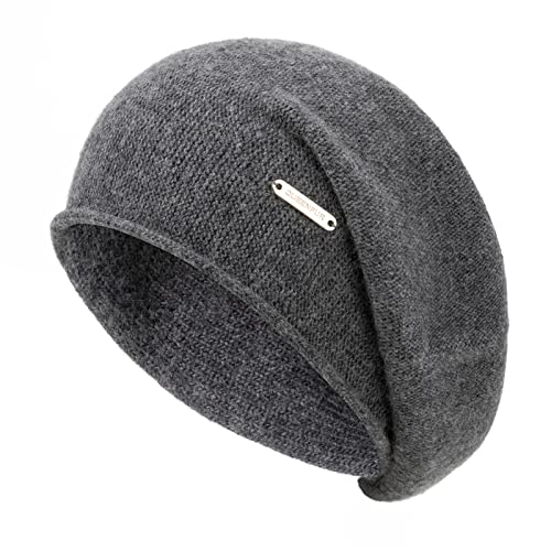 Knit Slouchy Beanie Hats for Women Cashmere Ski Cap Knitted Wool Soft Warm Winter Hat - color: A04-dark Grey
