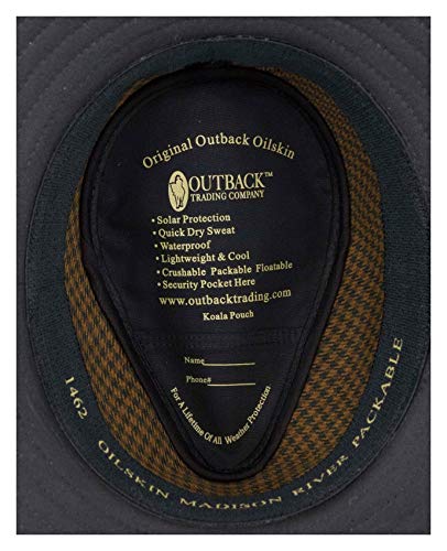 Outback Trading Company Unisex 1462 Madison River Sun-Protective Waterproof Crushable Cotton Oilskin Hat - color: Black, size: Large
