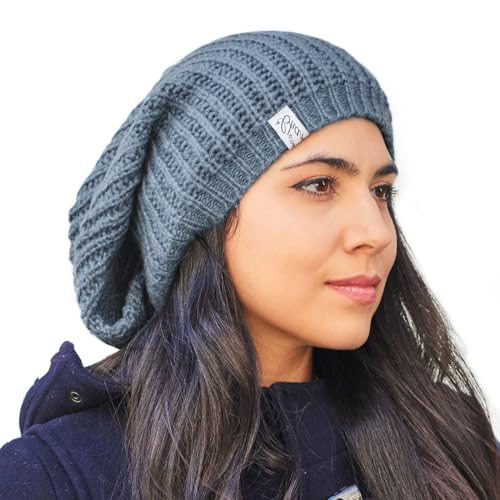 CHARM Oversized Winter Slouchy Knit Beanie - color: Blue