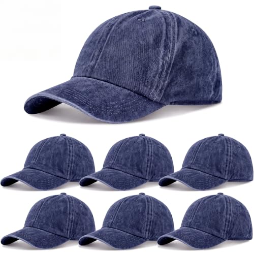 Geyoga 7 Pcs Vintage Baseball Hats - color: Navy Blue, size: One Size