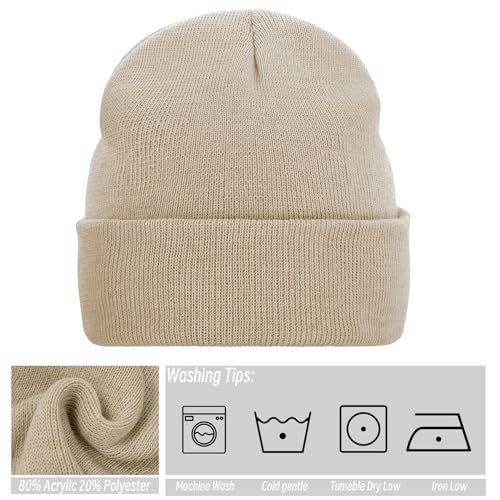 Pistha Beanie for Men Women-Knit Beanie Hats Skull Cap Winter Warm Hat - color: Beige