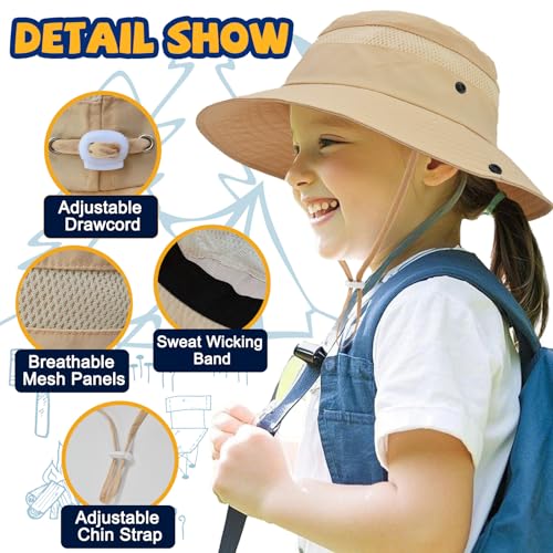 ZOORON Outdoor Kids Sun Hat UPF 50+ Quick Dry Bucket Hat for Boys Girls - color: 1pack-navy