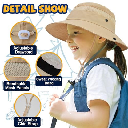 ZOORON Outdoor Kids Sun Hat UPF 50+ Quick Dry Bucket Hat for Boys Girls - color: 1pack-navy