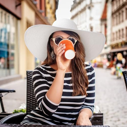 AQOKKA Sun Hats for Women Big Straw Wide Brim Summer Beach Hat Floppy Foldable Roll up Cap for Outdoor UPF 50+ - color: Wide Brim : White