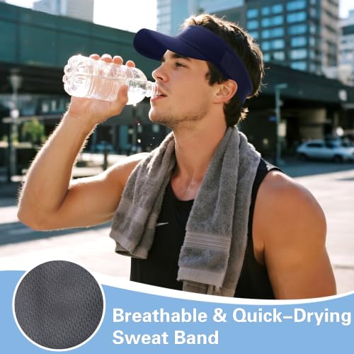 HH HOFNEN Sports Sun Visor Unisex Cooling Cap Lightweight Stretchy Packable - color: #1 Navy