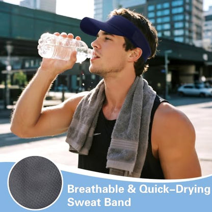 HH HOFNEN Sports Sun Visor Unisex Cooling Cap Lightweight Stretchy Packable - color: #1 Navy