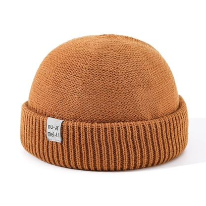 Soft Beanie Hat for Women Men Winter Knit Hat Roll-up Cuffed Harbour Hat Skull Cap Warm Swag Fisherman Ski Caps - color: Mg-zzm2590-orange