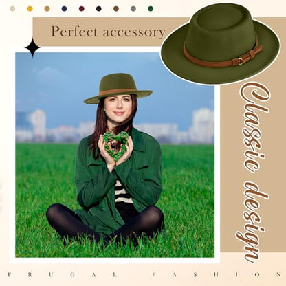 Hercicy Wool Fedora Hat for Women - color: Black, Wine, Dark Blue, Dark Green