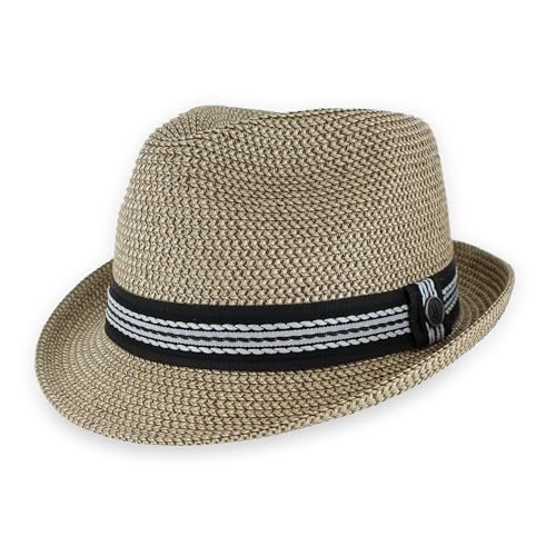 Belfry Men/Women Summer Straw Pork Pie Trilby Fedora Hat in Blue, Tan, Black - color: Beige, size: X-Large