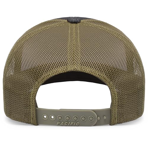 Pacific Headwear Melange Heather Low-Profile Trucker - color: Black Heather/Moss/Black Heather