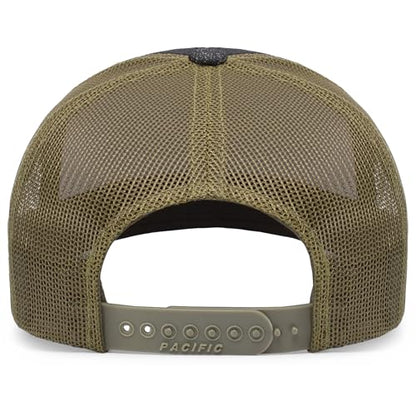 Pacific Headwear Melange Heather Low-Profile Trucker - color: Black Heather/Moss/Black Heather
