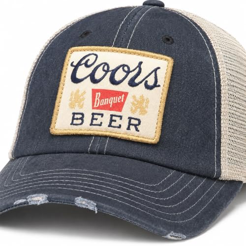 AMERICAN NEEDLE Coors Banquet Beer Patch Unisex Adjustable Snapback Baseball Hat - color: Stone/Navy (Coors Banquet)