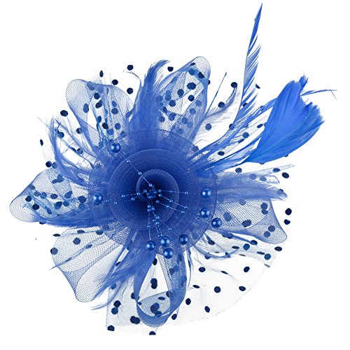 AQOKKA Women Fascinators Hats Flower Fascinators with Headband and Clip Tea Party Headwear for Women and Girls - color: 1 Pc 7" Diameter / Blue